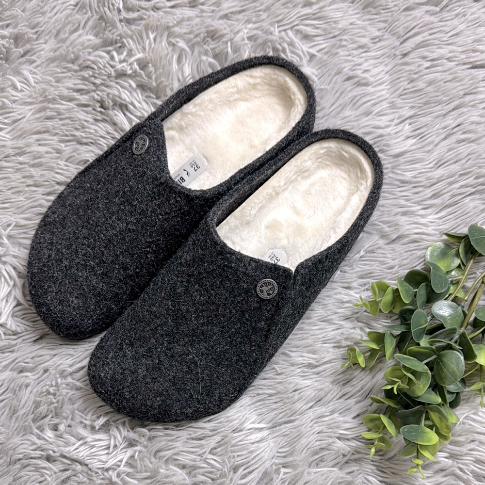 Birkenstock Zermatt Shearling Wool Felt dark grey slipper size 37 (6 - 6.5)